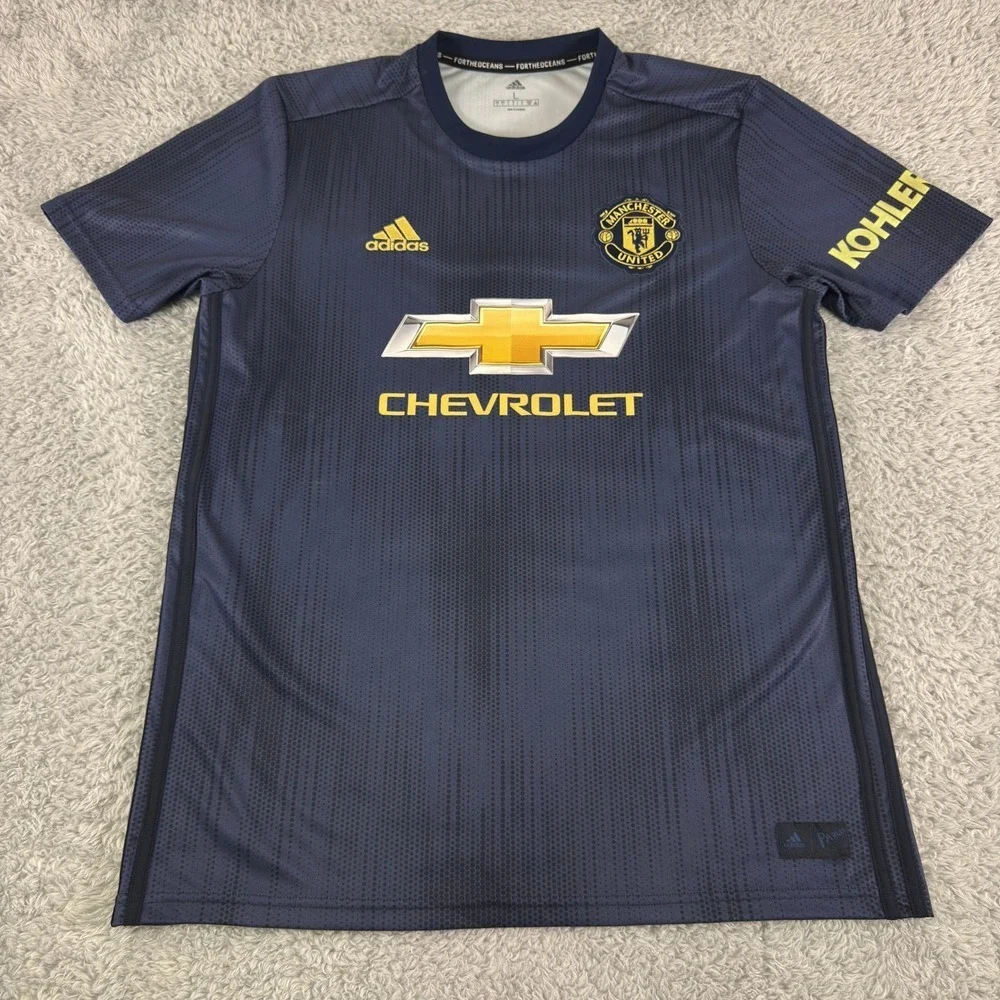 Adidas Manchester United 2018-19 Third Jersey Navy Gold Parley Mens Large